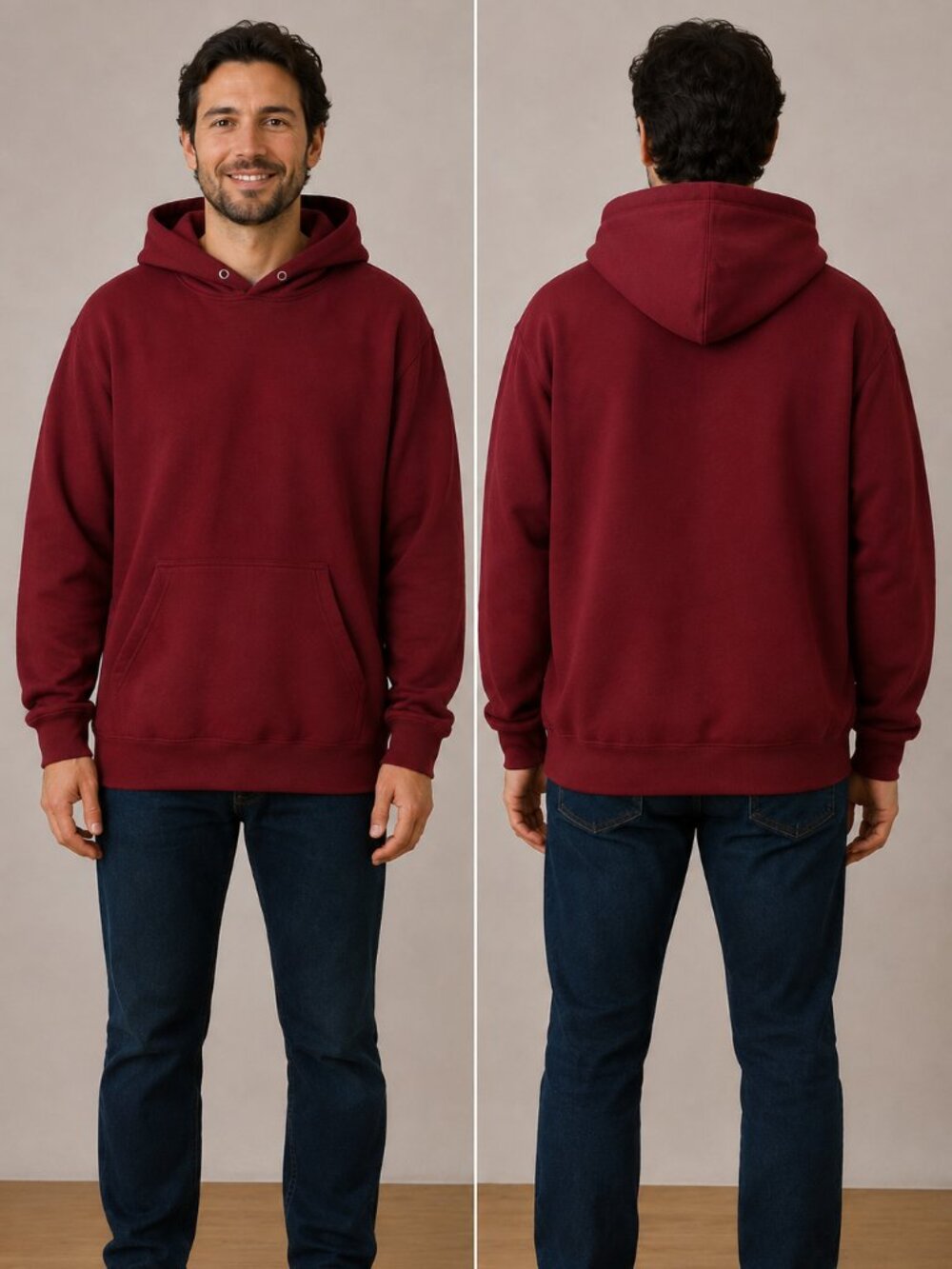 Mission Ridge Men’s Burgundy Maroon Fleece Pullover Hoodie Medium